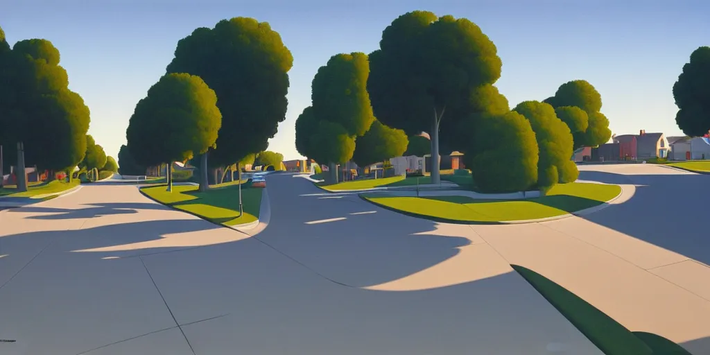 Image similar to a california street, blue sky, summer evening, kenton nelson