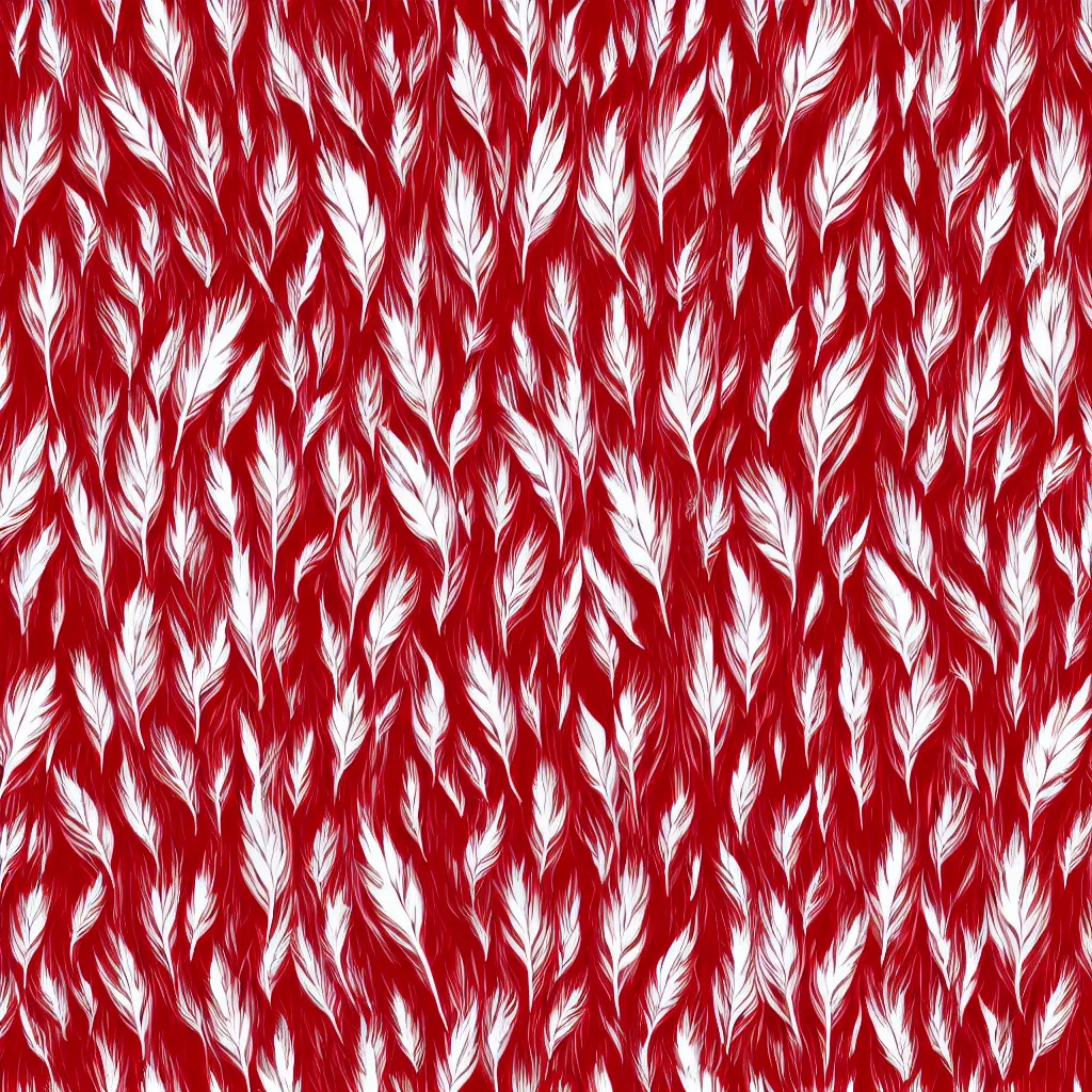 Prompt: seamless red and white symmetric feather texture, 4k