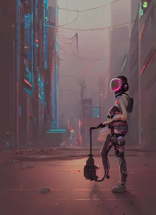 Prompt: a woman wearing a helmet drinking a drink, cyberpunk art by simon stalenhag, cgsociety, panfuturism, dystopian art, sci - fi, artstation hq