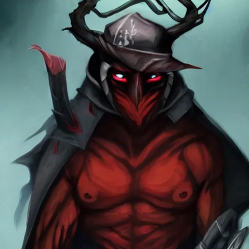 Image similar to male rogue, dungeons and dragons, red eyes, face covered, dark and mysterious