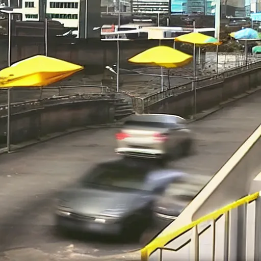 Image similar to cctv footage of banana car in parking station