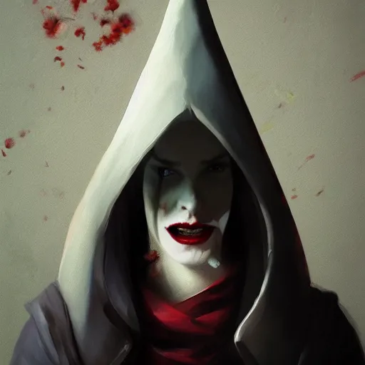 Prompt: a vampire wearing a conical dunce cap, ultra high detailed, oil painting, greg rutkowski, charlie bowater, yuumei, yanjun cheng, unreal 5, daz, hyperrealistic, octane render, rpg portrait, dynamic lighting