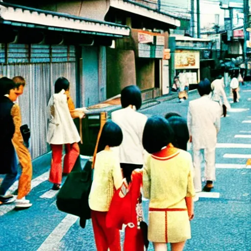 Prompt: Japan 1970's streets, color photo by Slim Aarons