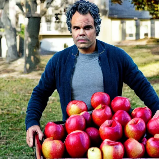 Image similar to mark ruffalo in a apple costume