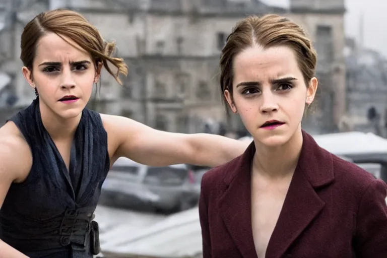 Image similar to emma watson, movie still, sharp focus, cinematic Christopher nolan film