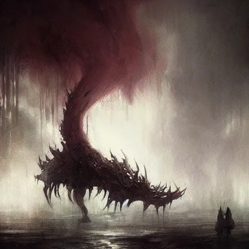 Image similar to a beautiful terrifying monster made out of water and mist. ethereal horror fantasy art by greg rutkowski