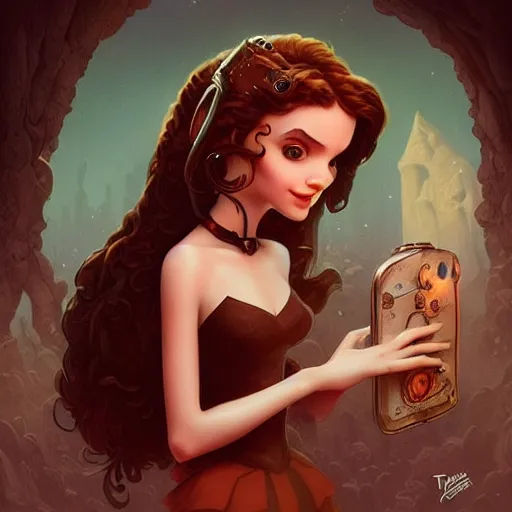 Prompt: Lofi portrait in cavern, Pixar style by Joe Fenton and Stanley Artgerm and Tom Bagshaw and Tim Burton