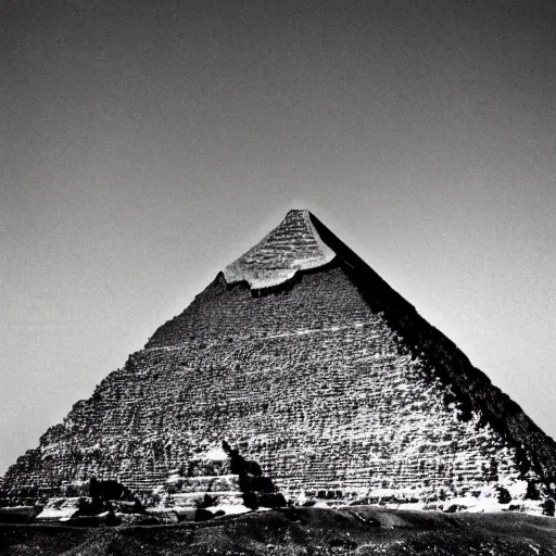 Prompt: historical photo of the great pyramid built by aliens