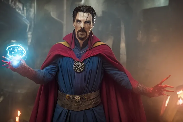 Image similar to film still of zombie zombie doctor strange as a zombie in new avengers movie, 4k