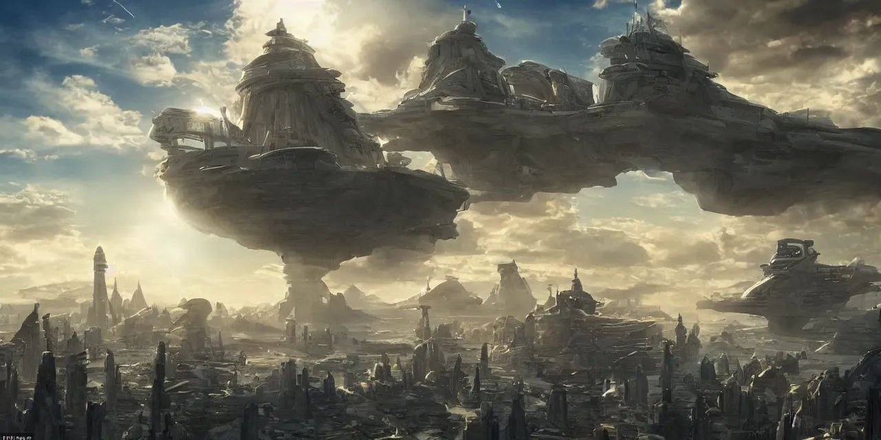 Image similar to the cloud city was a sight to behold for the weary travelers, sci fi fantasy, pirates meet cowboys