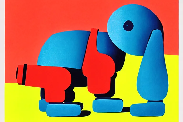 Image similar to a ( ( ( ( ( ( ( cute robot puppy ) ) ) ) ) ) ) illustration by eric carle!!!!!!!!!!!!!!!