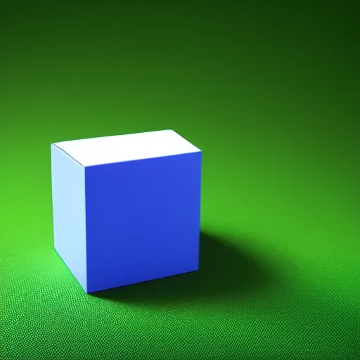 Prompt: studio shot of green apple shaped like a Cube, isometric perspective, green background