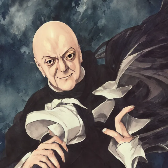 Image similar to portrait of aleister crowley, anime fantasy illustration by tomoyuki yamasaki, kyoto studio, madhouse, ufotable, trending on artstation