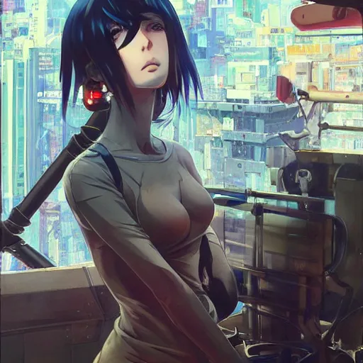 Image similar to anime helivopter | | very anime, realistic shaded robotic parts, fine details. anime. realistic shaded lighting poster by ilya kuvshinov katsuhiro otomo ghost - in - the - shell, magali villeneuve, artgerm, jeremy lipkin and michael garmash, rob rey and kentaro miura style, trending on art station