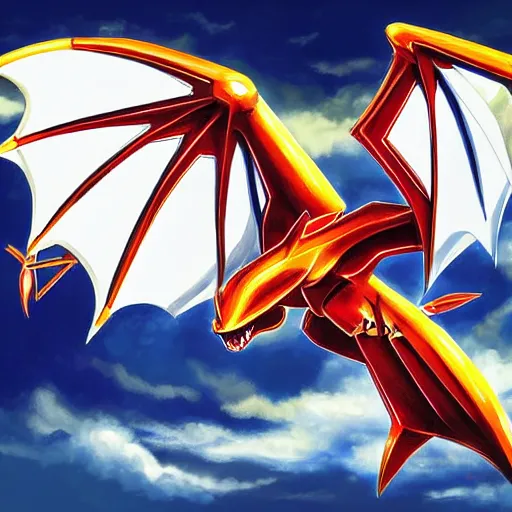 Image similar to steel type aeroplane dragon pokemon, ken sugimori art