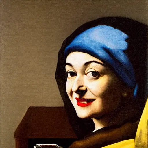 Prompt: sheryl sandberg painted by vermeer