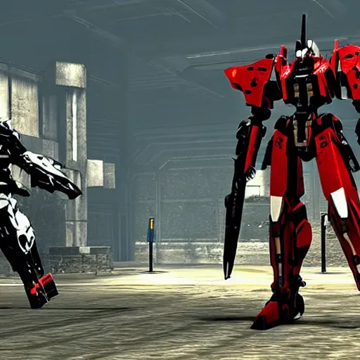 Prompt: gameplay in ps 5 armoredcore 6, one slim full body ornate armored core by fujioka kenki and by mamoru nagano,