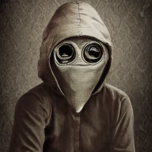 Image similar to teenage plague doctor prom photo. extremely lush lifelike detail. award - winning digital art by ansel adams, alan lowmax, steichen. surreal scientific photoillustration, masterpiece, artstation, shutterstock polycount contest winner, biomorphic. child larva plague doctor