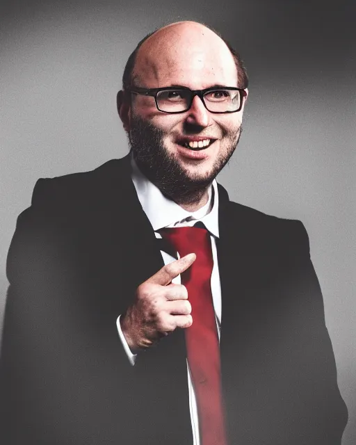 Prompt: joel glazer is the devil reincarnate, owner of manchester united football club, portrait, pure evil, devils horns, joel glazer, hell, 8 5 mm lens, photo realistic, symmetrical face, cinematic lighting