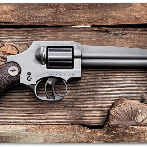 Prompt: eighteen barrel revolver, steel, photo, nikon, 3 0 mm