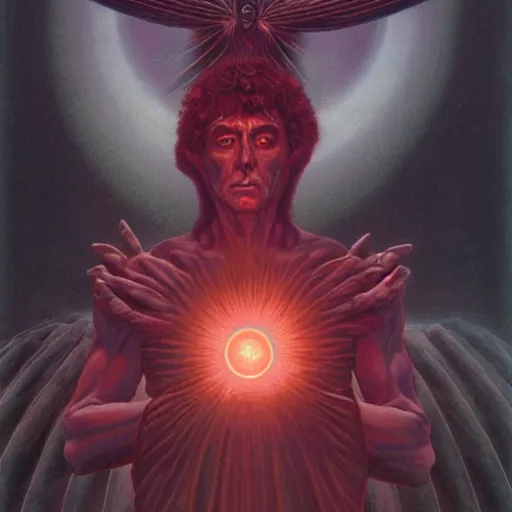 Image similar to a powerful psychic man emitting psychic powers, by wayne barlowe,