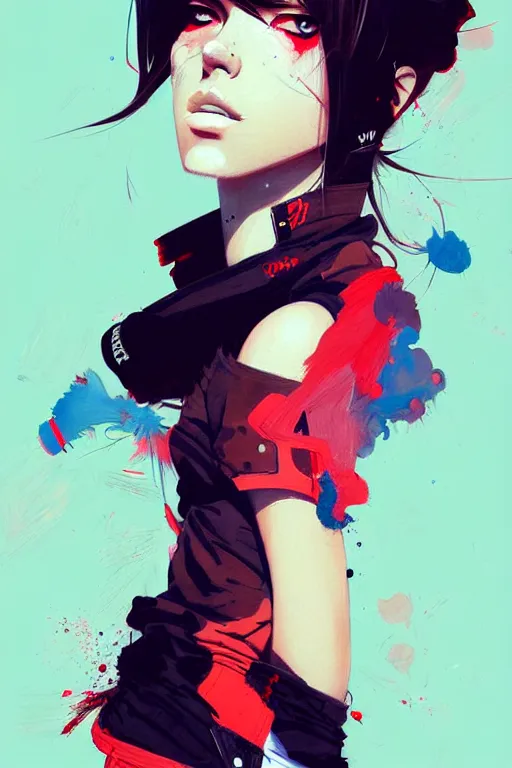 Image similar to a ultradetailed painting of a woman in streetwear, by conrad roset, greg rutkowski and makoto shinkai trending on artstation