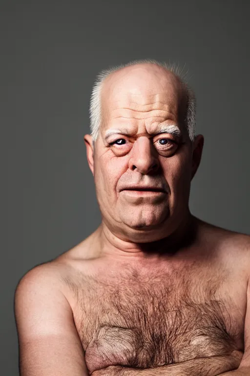 Prompt: studio portrait of man, 4 0 years, homer simpson lookalike, looks like a real life version of homer simpson, as if looking at a cartoon character, soft light, black background, fine skin details, close shot, award winning photo by annie leibovitz