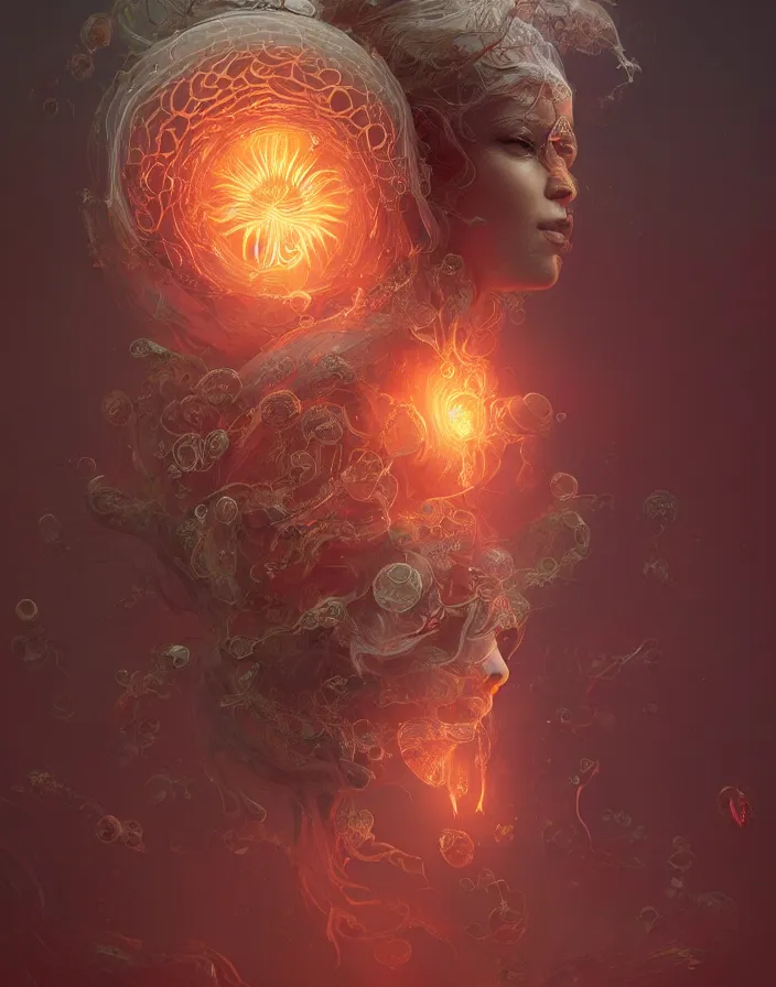 Image similar to goddess portrait. jellyfish phoenix head. intricate artwork by Tooth Wu and wlop and beeple. octane render, trending on artstation, greg rutkowski very coherent symmetrical artwork. cinematic, hyper realism, high detail, octane render, 8k, matte painting, peter mohrbacher, 3d