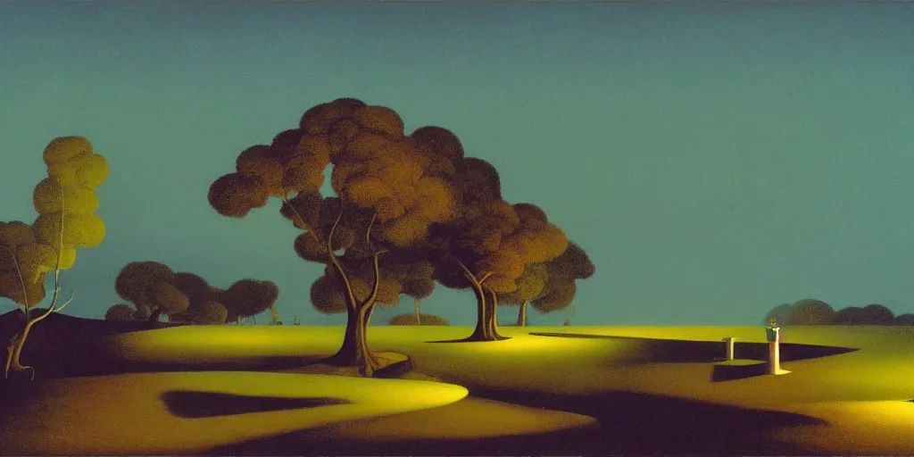 Image similar to a night landscape background, bhupen khakhar, rob gonsavles, eyvind earle, heade martin johnson, edward hopper