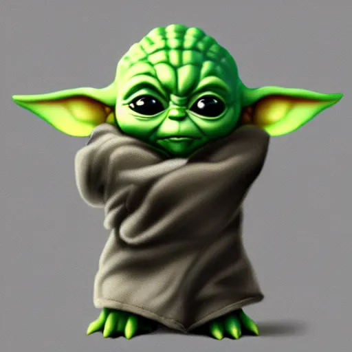 Image similar to digital illustion of baby yoda dressed like a thug and flipping off the camera, deviantArt, artstation, artstation hq, hd, 4k resolution