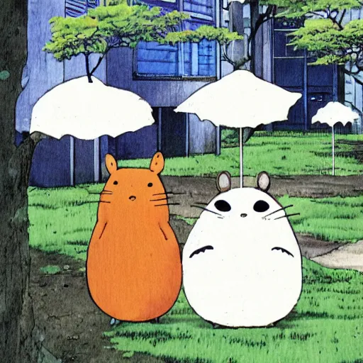 Image similar to a beautiful illustration of a capybara tokyo ghoul by studio ghibli, new contemporary art, comic book illustration, anime, my neighbor totoro