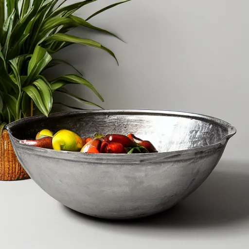 Prompt: large metal bowl with handles