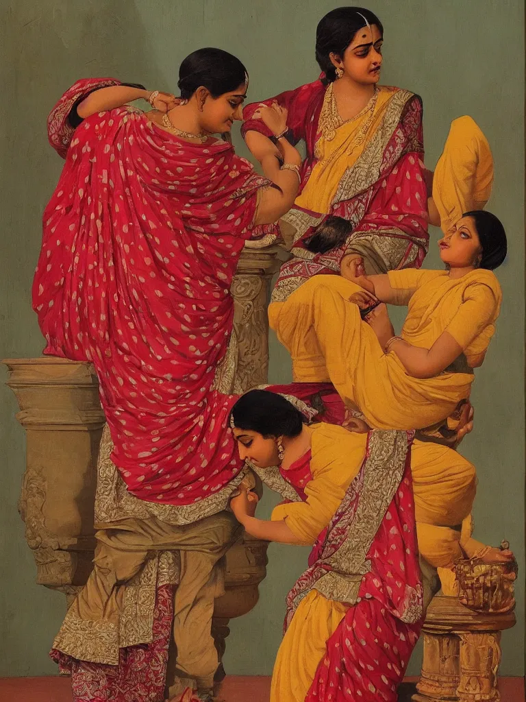 Image similar to painting by raja ravi verma