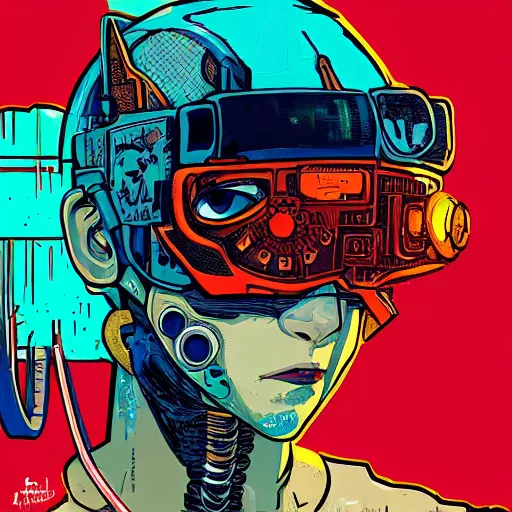 Image similar to cyberpunk fox cyborg portrait illustration, pop art, splash painting, art by geof darrow, ashley wood, alphonse mucha, makoto shinkai