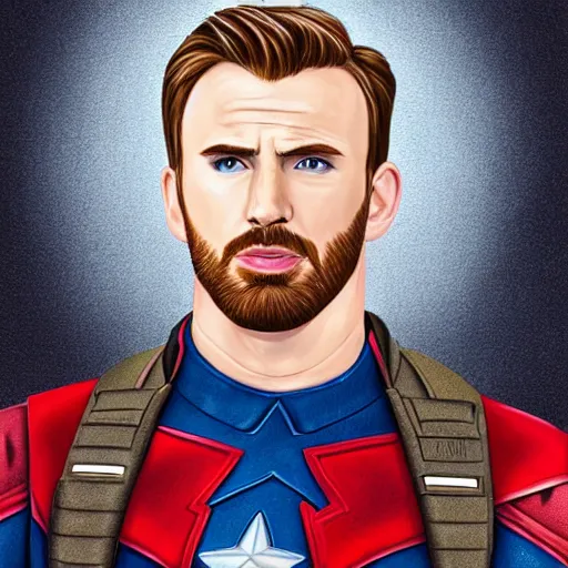 Image similar to portrait of chris evans from movie captain america, highly detailed, centered, solid color background, digital painting