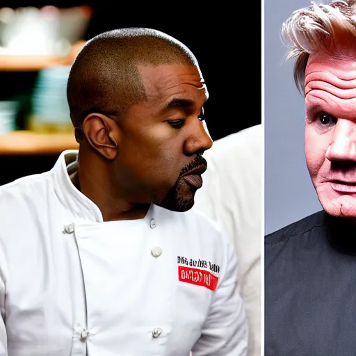 Prompt: gordon ramsay slaps kanye west in the face because hes eating cheerios and gordon ramsay despises cheerios