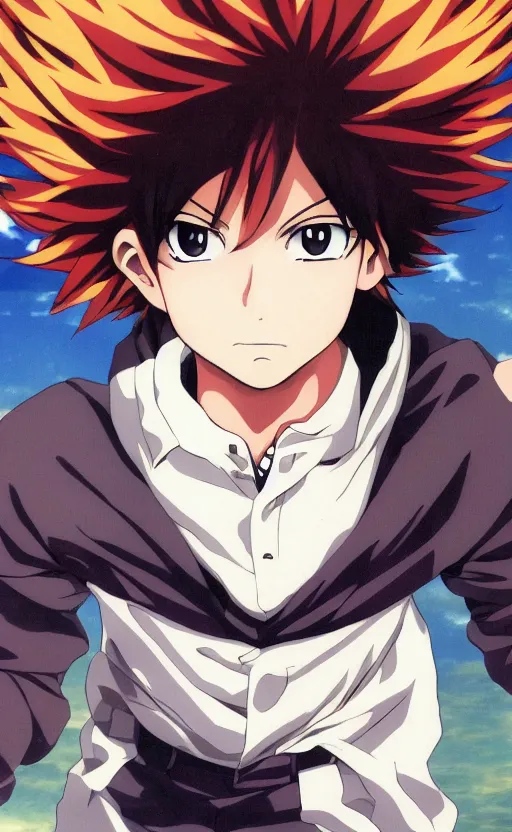 Prompt: Anime key visual of a young boy with thunder powers, Illustrated by Kohei Horikoshi, high quality face, detailed eyes, big eyes, official media, 8k, anime, detailed, HD