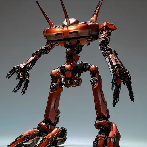 Image similar to long armed mecha with long multi segmented arms, armored exoskeleton hard surface armor, power armor, droid detailed sci - fi backgrounds. 8 k hd resolution, bandai box art, star trek, makoto kobayashi, pokemon cards