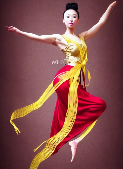 full body portrait of a dancer doing chinese ribbon | Stable Diffusion