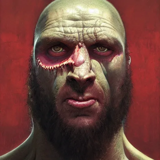 Image similar to kool savas, kool savas is bald caveman, kool savas awe face, toothless macabre face, by donato giancola and greg rutkowski and wayne barlow and zdzisław beksinski, realistic face, digital art