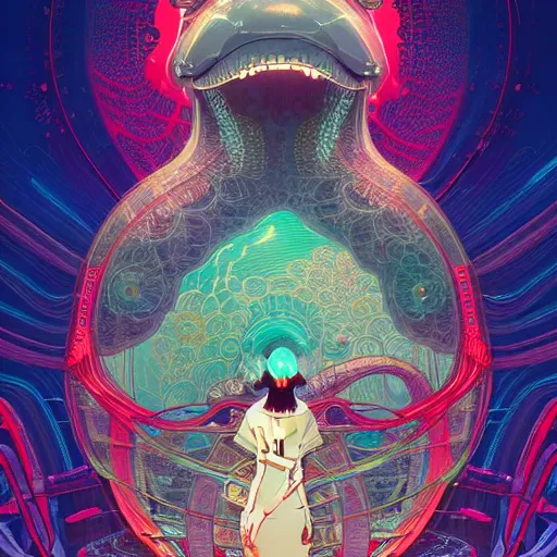 Image similar to a beautiful hyperdetailed character design 4 k wallpaper illustration of a cute dolphin, victo ngai cyberpunk style, from china, style of studio ghibli, makoto shinkai, raphael lacoste, louis comfort tiffany, artgerm, james jean, ross tran, chinese style