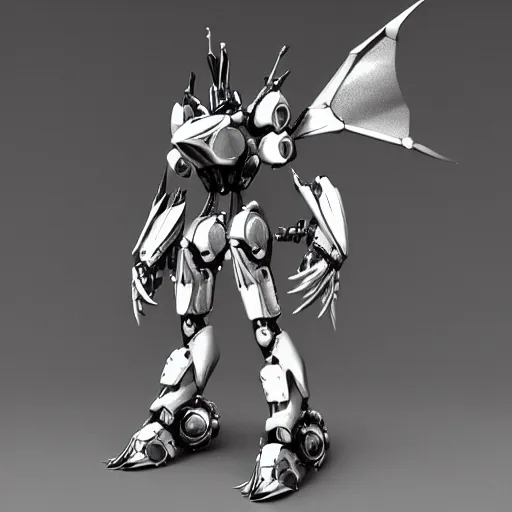 Image similar to anthro mecha silver dragon, photorealistic, 3D