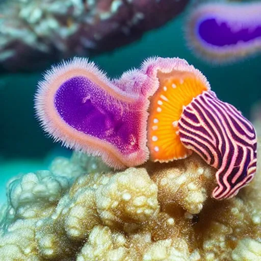 Prompt: colorful nudibranchs, intricate, elegant, highly detailed, sharp focus, hyperrealistic,national geographic bbc nature photography