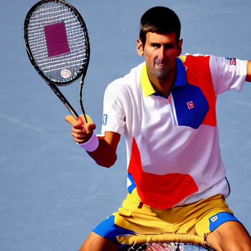 Image similar to djokovic cosplay, highly detailed, high quality