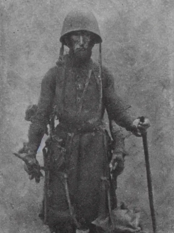 Prompt: portrait pitch black death god, ww1 photo, grainy, high detail, high resolution,