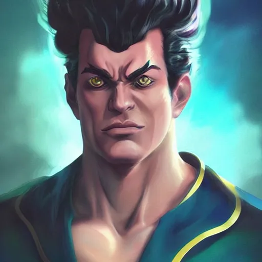 Image similar to portrait of jotaro kujo from stardust crusaders, matte painting by ross tran, artstation