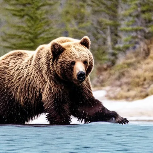 Prompt: jerome powell riding a grizzly bear