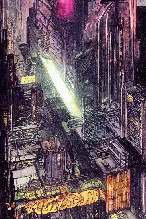 Prompt: vernon. Blade runner. concept art by James Gurney and Mœbius.