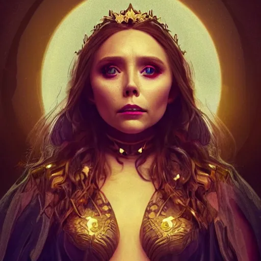 Prompt: elizabeth olsen as the goddess of night and moons!!!, golden ratio!!!!!, centered, trending on artstation, 8 k quality, cgsociety contest winner, artstation hd, artstation hq, luminous lighting