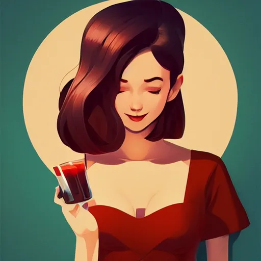 Image similar to funny drinker, smooth face, centered, solid bacgkround, median photoshop filter cutout vector behance, hd by artgerm, jesper ejsing, by rhads, makoto shinkai and lois van baarle, ilya kuvshinov, rossdraws, illustration, art by ilya kuvshinov and gustav klimt